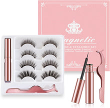 Magnetic Eyelashes,Magnetic Eyeliner and Lashes Kit have Soft Reusable Waterproof Long Lasting 4 Pairs of 3D Magnetic Eyelashes Natural Look No Glue, 1