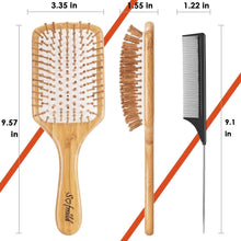 Hair Brush, Eco-Friendly Natural Wooden Bamboo Paddle Hairbrush for Long Short Curly Thick Thin Hair for Men Women Kids, Massaging Scalp, Reducing Tangle & Hair Breakage, Promoting Hair Growth