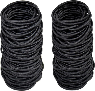 Elastic Hair Bands, 100pcs Black 2mm Elastic Hair Ties Ponytail Holders, Bulk Hair Ties No Metal Gentle Elastics for Women Girls Men Kids