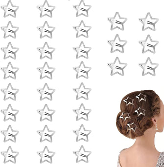 30 Pieces Star Hair Clips Silver Star Hair Clips Y2k Accessories Star Clips Banana Hair Clip Wedding Hair Accessories Hairclips Metal Hair Clips for Girls for Baby Girls Toddlers Kids Teens Women