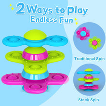 Guibola Suction Cup Spinner Toys, 3PCS Strong Suction Spinners for Babies with Silicone Baby Bath Toys Fidget Spinning Toy Sensory Toys for Window,Travel Baby Toys for 1+ Years Old