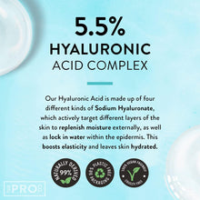 Hyaluronic Acid 5.5% Super Serum - from 4 Types of Sodium Hyaluronate - with Vegan Collagen & Amino Acids - Hydrates, Brightens, Firms Skin - Anti-Ageing, Anti-Wrinkle Face Serum - Made by The Pro Co.