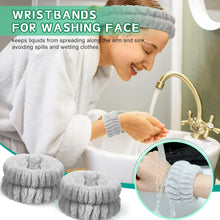 3 Pcs Spa Headband Wrist Washband Set Soft Spa Facial Makeup Headbands Elastic Wrist Sweatband Fluffy Headband Facial Headband Washing Band for Women Girls Makeup Bath (Gray, Solid Style)