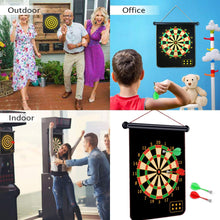 Magnetic Dartboard for Kids, Two Side Board Game Set with 12pcs Darts, Hanging Roller Up Safe Dartboard for Indoor Outdoor Family Game for Boy Toys Kids Gift