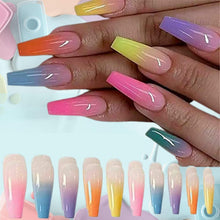 1-24 Pcs False Nails, Trendy Candy Coffin False Nails with Glue, Artificial Finger Acrylic Nail Kit Manicure Kit for Women, Next Day Delivery of Coffin Acrylic, Extra Long Fake Nails, Press on Nails.