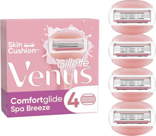 Gillette Venus ComfortGlide Spa Breeze Razor Blades Women, pack of 4 Razor Blade Refills, Lubrastrip with A Touch of Botanical Oils, 2 Flexible Gel Bars For A Comfortable Shave