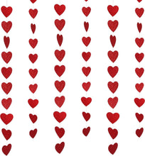 HOWAF Glitter Valentines Day Red Hearts Hanging String Decorations for Valentines Day Decoration, Anniversaries, Proposals, Wedding Backdrop Party Supplies Favors, 6 Strands