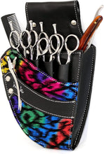 Hairdressing Scissor Pouch by Kassaki Black Check Tool Belt Bag Limited Edition (Rainbow Leopard)