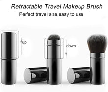 Falliny Retractable Kabuki Makeup Brush, Travel Face Blush Brush, Portable Powder Brush with Cover for Blush, Bronzer, Buffing, Flawless Powder Cosmetics