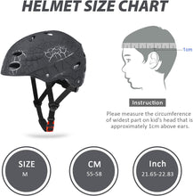 Kids Bike Helmet, Crash Style Boys and Girls Helmet, Adjustable Breathable ABS Hard Shell Skateboard Helmet for 5-14 Ages Children and Teens, Scooter Helmet for BMX Cycling, Biking,Inline Skating