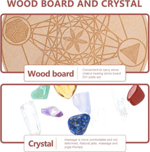 Lurrose Seven Chakra Crystal Set with Wooden Board Healing Stones Set Tumbled Stones Decorative Stone Ornament for Reiki Chakra Meditation Therapy