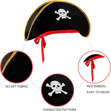 Jc.upin Pirate Accessories Set,Pirate Hat,Pirate Eye Patch,Halloween Pirate Captain Dress Up Set for Pirates of the Caribbean Party,Halloween Party Supplies Pirate Costume for Kids Boys Girls Adults