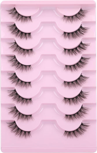 Half Lashes Natural Looking Cat Eye Lashes Accent Eyelashes Multi-layers Wispy Fluffy 3D Curly False Lashes Pack by Mavphnee