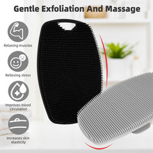 2 Pack Silicone Body Scrubber Shower Bath Brush Gentle Exfoliating Scrub Cleansing Body Buffer for Men Women Baby Sensitive Skin, Ergonomic No-Slip Handle Hanging Design (Black & Grey)