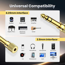 POSUGEAR Headphone Jack Adapter, Gold Plated Headphone Adapter 6.35mm (1/4 inch) Male to 3.5mm (1/8 inch) Female Audio Plug, Aux Jack Converter for Electric Keyboard, Speaker