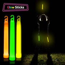 6 Inches Long 32 Pcs Glow Sticks Large Party Packs - Ultra Bright Mega Pack Sticks in 8 Colours - Neon UV Accessories for Festivals, Halloween, Camping & Cycling
