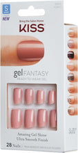 KISS Gel Fantasy Collection Glue-On Manicure Kit, Ribbons, Short Length Square Fake Nails Includes 28 False Nails, Nail Glue, Nail File, and Manicure Stick