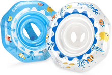 Inflatable Baby Swimming Float with Safe Seat for Age 6-36 Months Toddler (Blue)