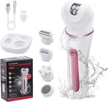 Mcbazel Cordless Epilators for Women, 5 in 1 USB Rechargeable Hair Remover,Electric Lady Shaver with Facial Cleansing/Massage Head/Callus Remover Fit for Face,Legs,Arms,Armpit,Bikini