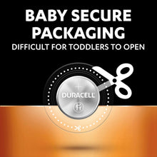 DURACELL 2025 Lithium Coin Batteries 3V (2 pack) - Up to 70% Extra Life - Baby Secure Technology - For Use in Key Fobs, Fitness Watches and 3D Glasses - Baby Secure Packaging