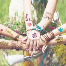 10PCS Hippie Temporary Tattoo Trendy Hippie Flower Tattoo Sticker Face TattoosWaterproof Fake Tattoo Stickers for Adults and Kids Love and Peace Sign Temporary Tattoo Party Favor Hippie Accessories