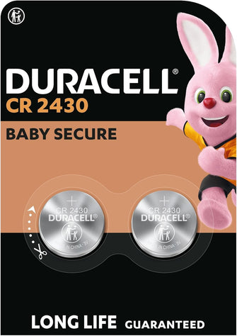 Duracell 2430 Lithium Coin Batteries 3V (2 pack)- Long life guaranteed - For Use in Key Fobs, Small Remotes, and Fitness Watches - Baby Secure Packaging - 10-Year In-Storage Guarantee