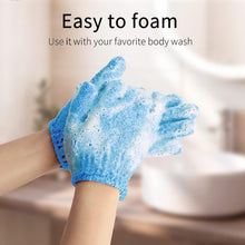 Exfoliating Glove Reusable Blue Exfoliating Mitt Body Exfoliator Scrubber for Bath Shower Dead Skin Cell Remover Bathing Accessories (2pc)