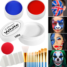 Clown Makeup Kit Large White Blue Red Face Body Paint, Afflano Pro Oil Based Body Painting+Brushes Sponges Clown Nose 20 PCS, for Halloween Makeup Clown Joker SFX Vampire Killer Cosplay Costume Party