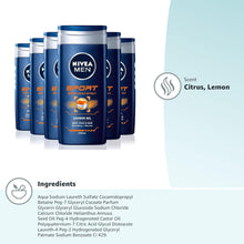 NIVEA MEN Sport Shower Gel Pack of 6 (6 x 250 ml), Anti - Bacterial Body Wash with Lime Scent, All - in - 1 Shower Gel for Men, Strong NIVEA MEN Shower Gel