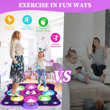 Dance Mat Toys for Girls, Light Up Dance Pad Gifts for 3 4 5 6 7 8 9 10+ Year Old Kids, Music Dance Play Mat with 8 Arrows & Wireless Bluetooth, Rechargeable Battery, Christmas Birthday Gifts