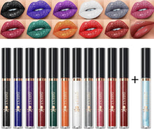 Pakivs 11Pcs Glitter Lip Gloss + 1Pcs Lip Plumper,Long Lasting Waterproof Liquid Lipstick for Halloween Holiday Cosplay Makeup Gift Set