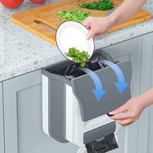 Gintan Foldable Hanging Trash Bin with Lid Kitchen Camping, 2.4 Gallon Foldable Kitchen Rubbish Bin Hanging for Kitchen/Camping/Car/Bathroom/Office/Bedroom (Grey)