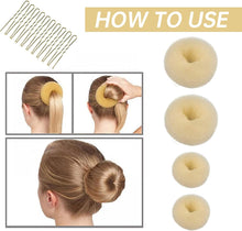 Hair Donut Blonde  Donut for Hair  4Pcs Donut Bun Makers Hair Donut Bun Ring Style Bun Maker Set with 10Pcs Hair Pins Blonde  Blonde Doughnut Bun Hair Accessories for Girls Kids (Blonde)