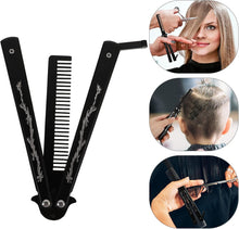 Lurrose Butterfly Comb Stainless Steel Practice Butterfly Comb Folding Training Blunt Rotatable Practice Combs Styling Tool for Sports and Outdoor Use Black