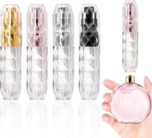 GROVL 4 PCS Travel Perfume Atomiser Refillable Spray Bottle Poctable Mini 5ml Perfume Travel Bottle, Fancy Acrylic Full View Fragrance Dispenser Bottle for Purse Handbag Pocket Luggage