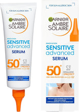 Garnier Ambre Solaire SPF 50+ Sun Protection Serum Face & Body, Non-Sticky, Non-Greasy Fluid Texture, No White Cast, Sensitive Advanced, 125 ml