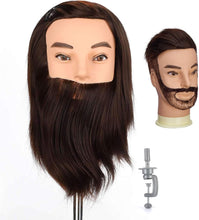 Mannequin Head, Neverland Beauty 100% Synthetic Fiber Hair Male Hairdressing Head with Beard(12 inch)