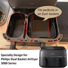 Silicone Air Fryer Liners for Philips Dual Basket Air Fryer 3000 Series 6L/3L, Reusable Dual Airfryer Liners Air Fryer Accessories for Philips Dual Basket Airfryer NA350/00