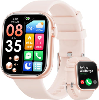 Hwagol Smart Watch (Answer/Make Calls), 1.85" Fitness Tracker, Smartwatch Heart Rate/Sleep Monitor/Pedometer/Calories, 140+ Sports Modes, Waterproof Women's Men's Fitness Watch for Android iOS