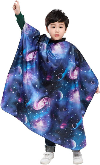 Kids Haircut Barber Cape Cover for Hair Cutting,Styling and Shampoo - Space Starry Sky Printing