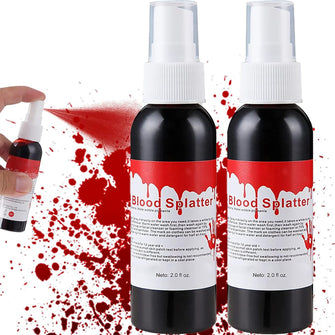 Fake Blood Gel Spray, Halloween Fake Blood Spray, 60ml Washable Red Fake Blood liquid, Halloween Makeup for Vampire Monster Zombie Bride, Cosplay Halloween Party (2PC)