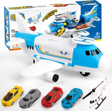 m zimoon Transport Airplane, Transport Cargo Plane Car Kids Toys Set with 4pcs Cars, 1pcs Helicopter Toy and 1pcs DIY Stickers Gift Toys for Boys Girls