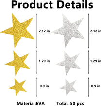 Aidi Star Stickers, 50PCS Gold & Silver Glitter Foam Self Adhesive Mini Teacher Reward Scrapbook Stars for Crafts Art Craft Classroom, AD-CX-JYWJXPMTZ01-GD50