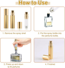 Fychuo Travel Perfume Atomiser Refillable, 5ml Portable Perfume Travel Bottle, Leakproof Mini Atomiser Perfume Spray Bottle for Handbag Elegant Dispenser for Women Men, Golden