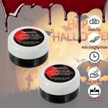 Aomig Halloween Fake Blood Makeup Kit, 3 Pcs Special Effects SFX Makeup, Vampire Fake Blood with Sponge, Realistic Washable Red Fake Blood Gel Zombie Vampire Monster Cosplay Mouth Clothes Dress Up