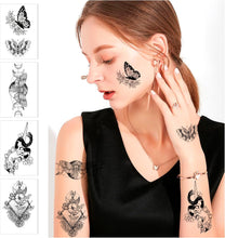 HOWAF 52 Sheets Black Tiny Temporary Tattoos for Women Men Kids Arm Neck Fake Tattoos Waterproof Butterfly Stickers Skull Snake Tattoo Stickers Realistic Temporary Tattoo Sticker Set Body Art Sticker