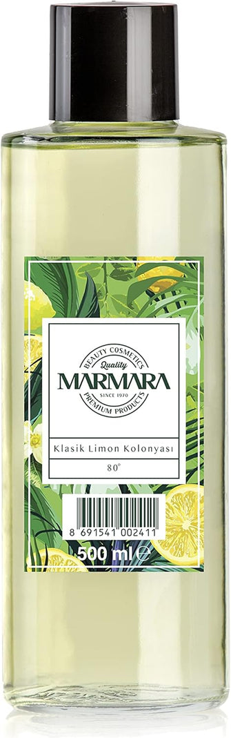 MARMARA Limon Kolonya 80 500 ml Splash Glass Bottle  Eau de Cologne  After Shave  Shaving Water  Lemon Fragrance  Cologne  Classic Lemon Fragrance  Fragrance  for Men and Women