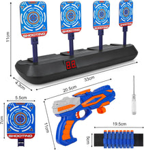 Electronic Digital Target with Gun Toy for Nerf, Pistol Toy with Foam Bullets for 3 4 5 6 7 8 9 10 Year Old Kids Boy Girl Children Shooting Game Xmas Birthday Gift Present Stocking Filler Cool Stuff