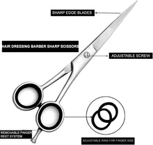 Hair Cutting Scissor Hairdressing Scissors Professional Hairdressers Stainless Steel Barber Scissors for Hair Cutting Women Men Children 6.5 Inches (Silver)