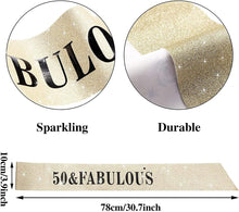 Leixi 50 and Fabulous Sash & Rhinestone Tiara Set - 50th Birthday Gifts Birthday Sash for Women Birthday Party Supplies (Gold)